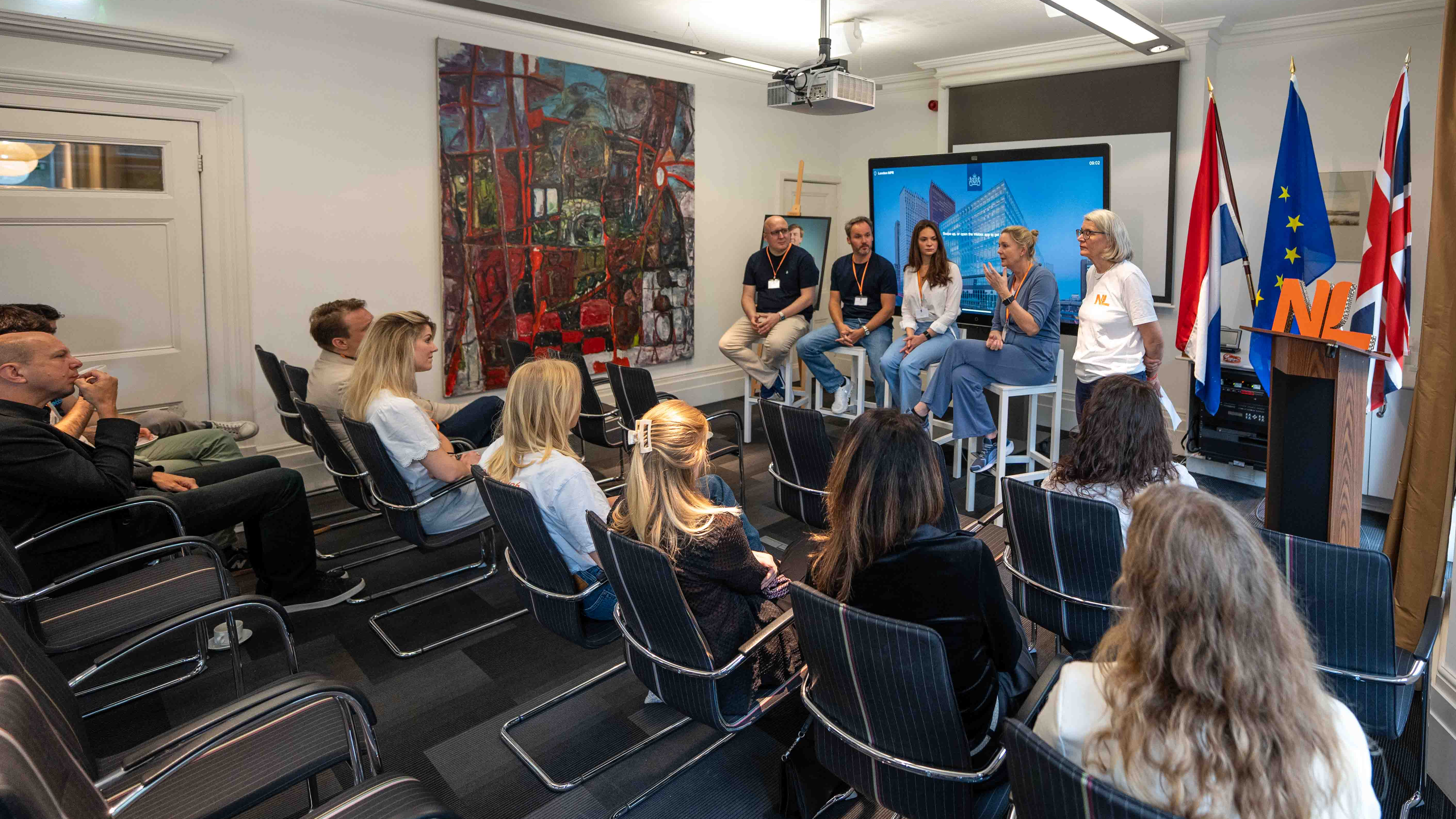 a panel discussion at the Embassy