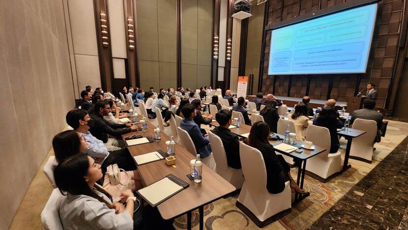 Auditorium with people attending a lecture