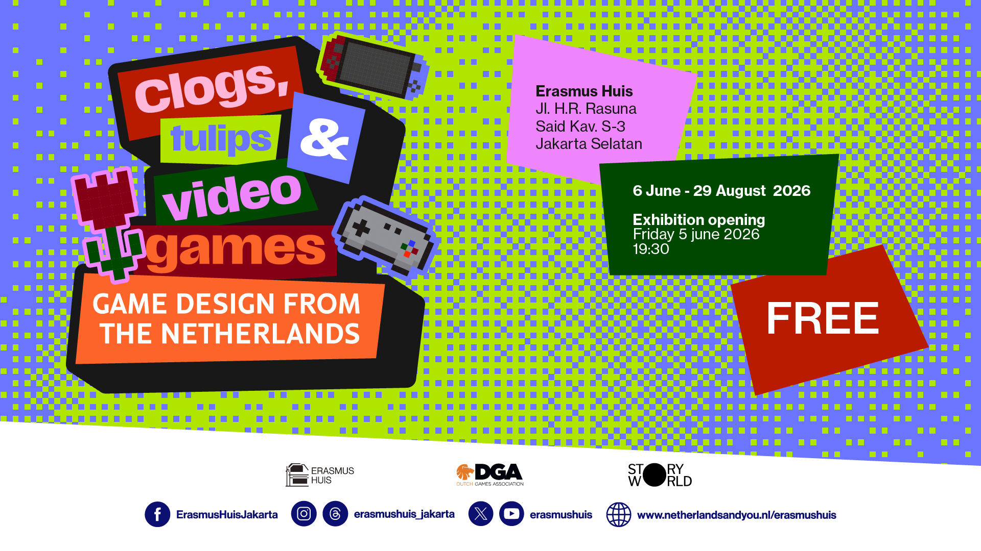 Flyer for Clogs, Tulips and Video Games