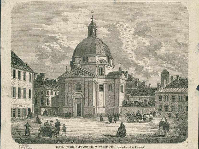 St. Kazimierz Church in Warsaw Project by Tylman van Gameren. Grafiek van A. Kozarski (1836).