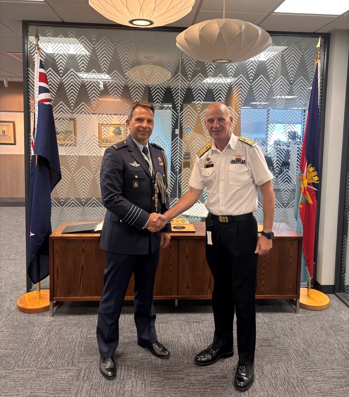 Defence Attaché Colonel Gerbe Verhaaf and Vice Chief of Defence Force Rear Admiral Mat Williams