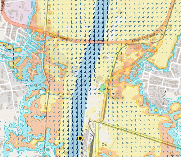 Waterflow projected on the area around the Ba river