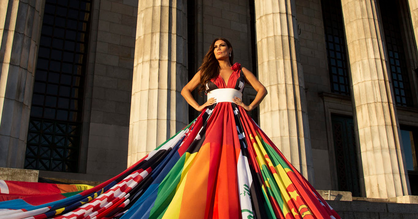 Argentina women in rainbow dress