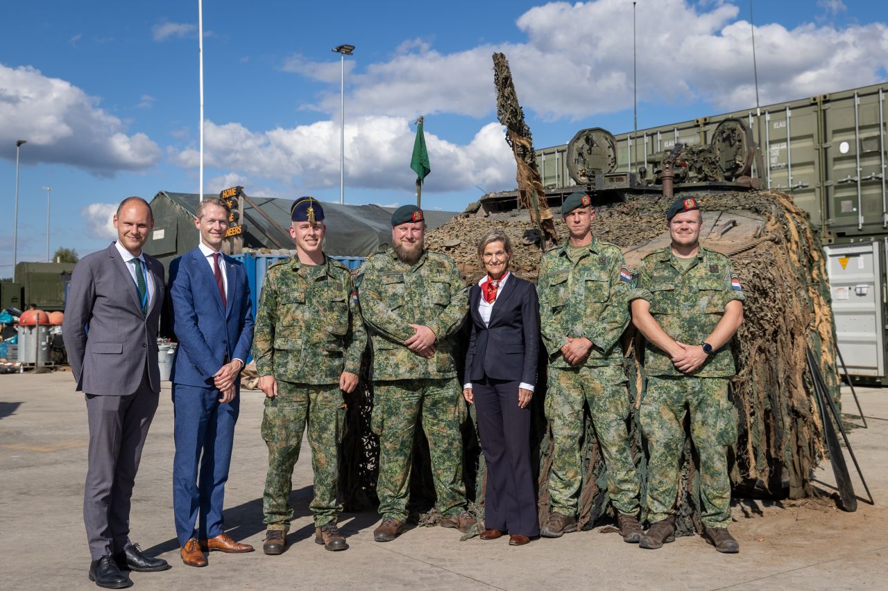 The embassy team with troops at Rukla