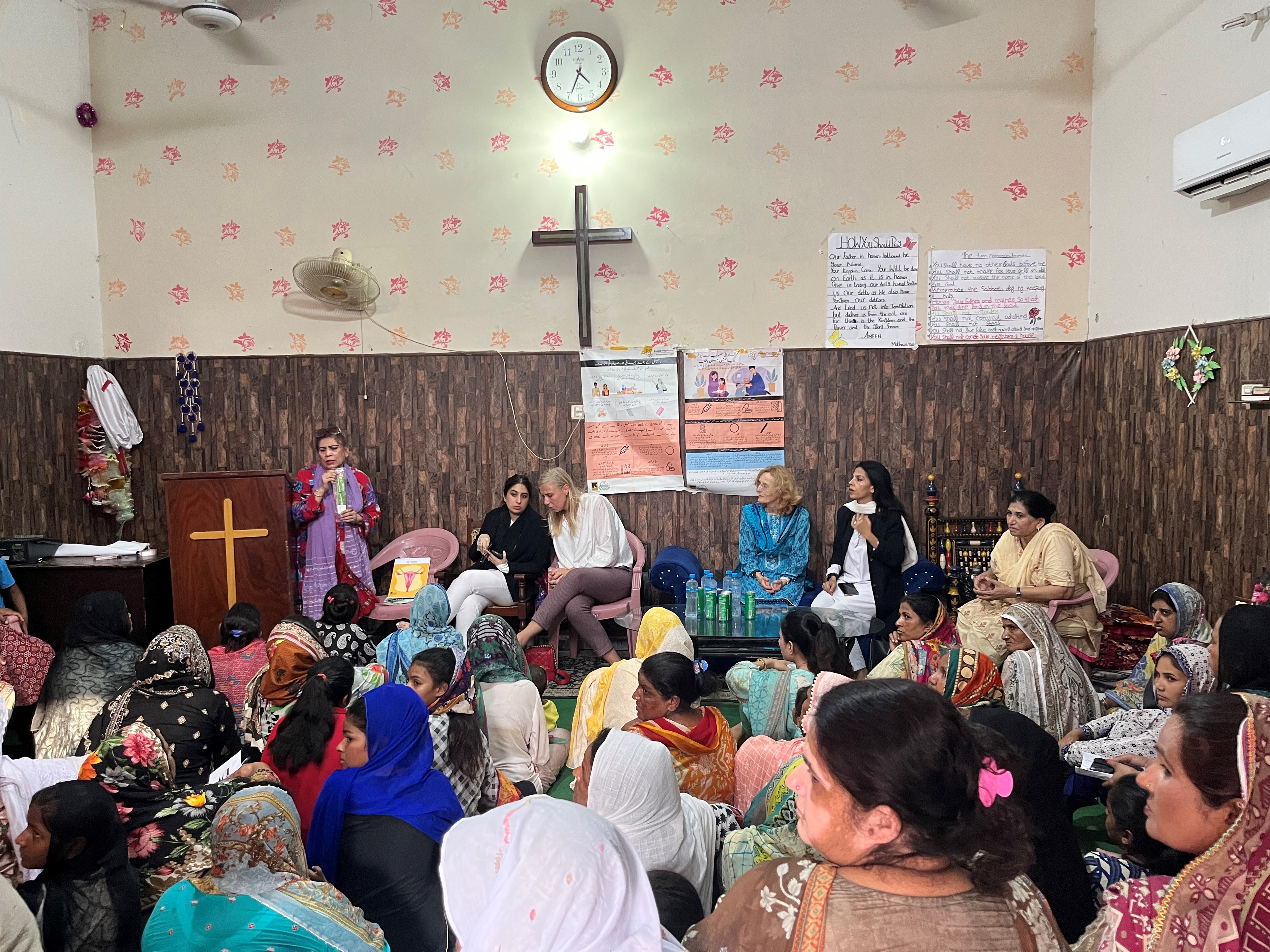 Ambassador Henny de Vries visits a paralegal community center for women in Lahore.