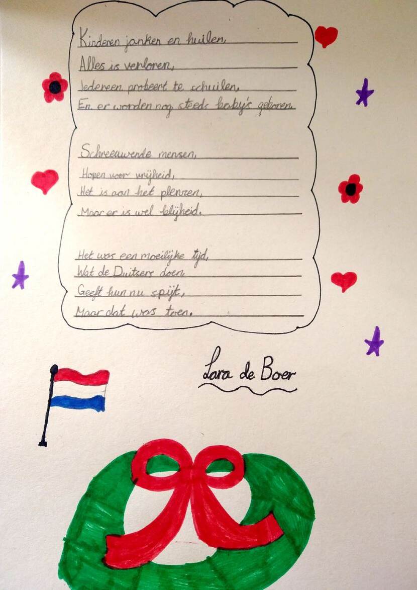 Poem made by a pupil of the Dutch Regenboogschool