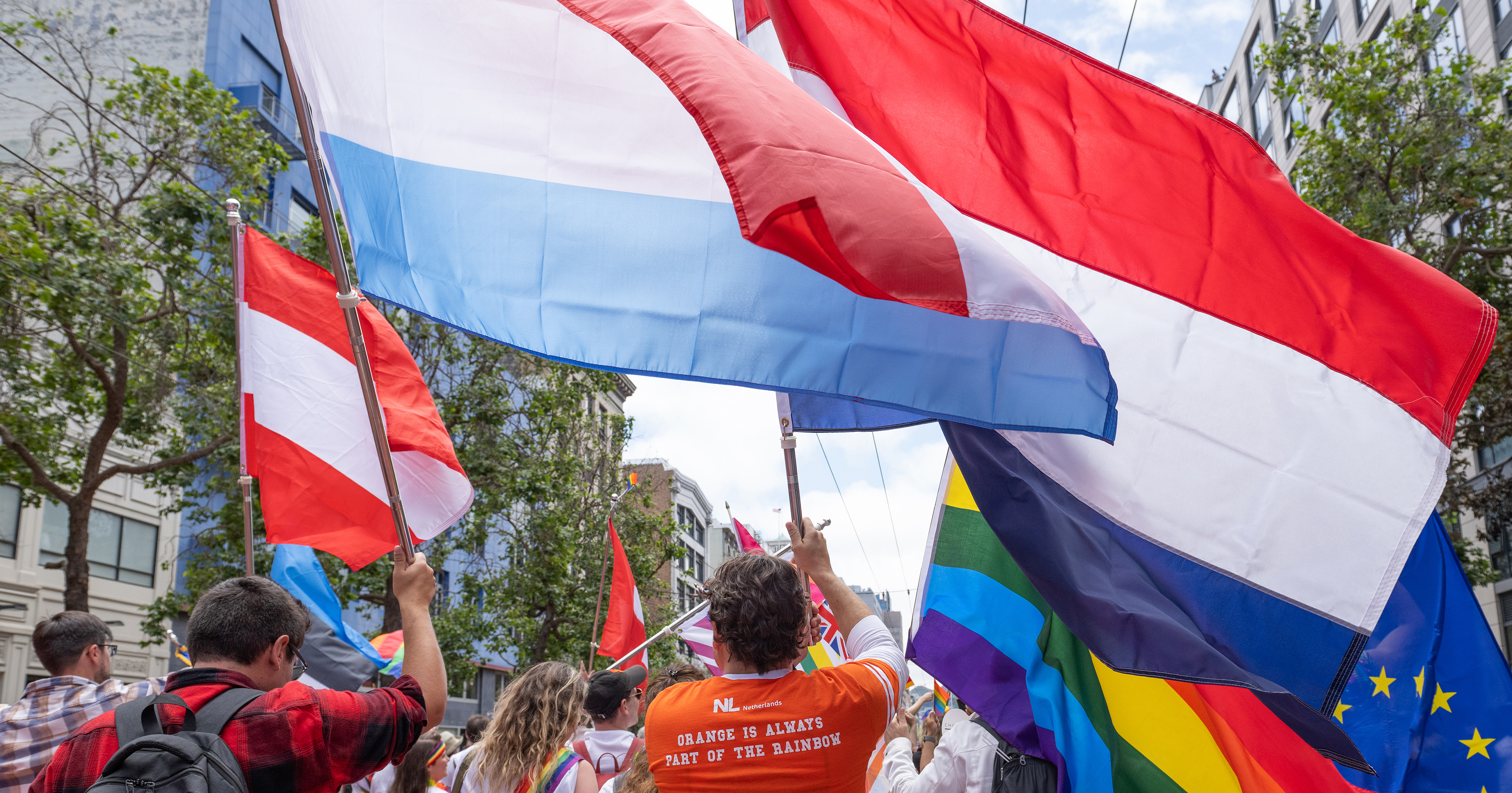 The Netherlands and other European Consulates participated in San Francisco Pride Parade showing support for LGBTQ+ rights in the US and worldwide.